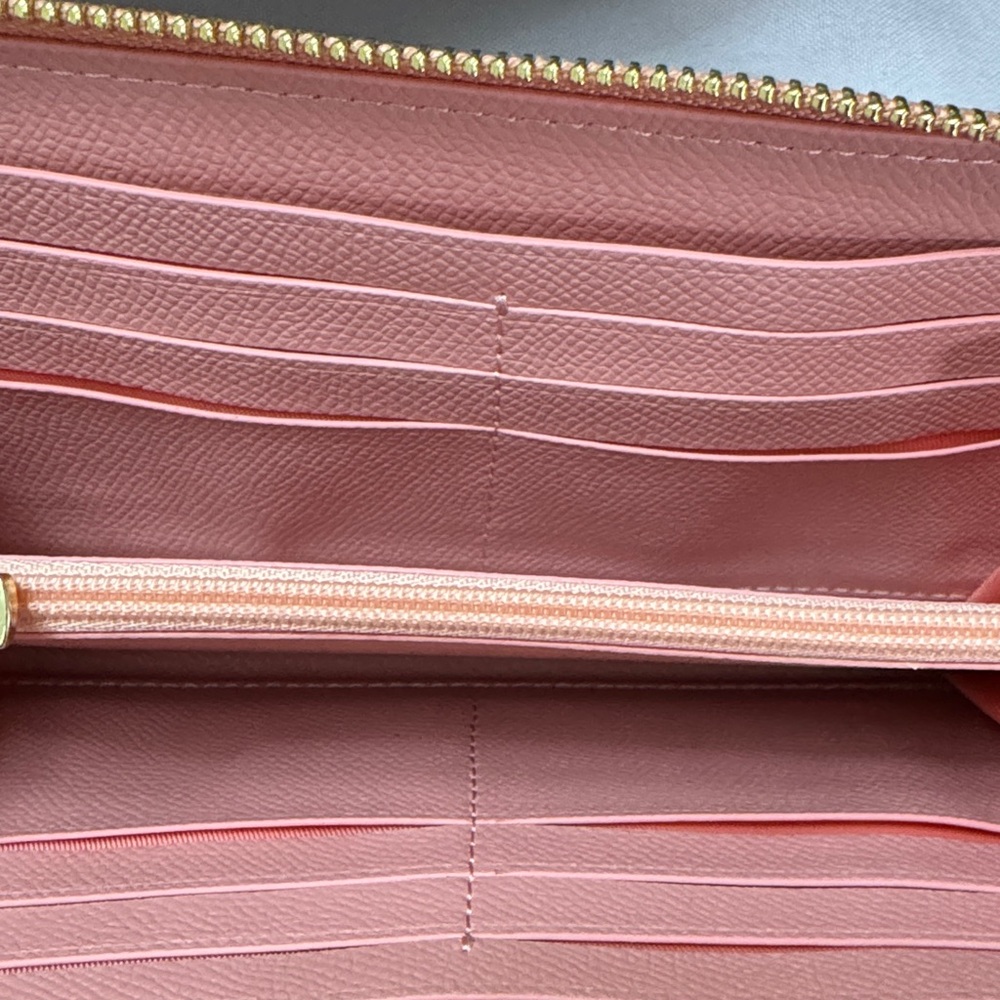 Coach Brown and Pink Floral Women's Accordion Zip Around Wallet NWT - Picture 6 of 9